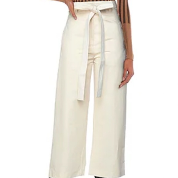 NWT Moncler 1952 Ivory Women's Trousers Size 44/10 Pristine Condition Wide Leg - Picture 3 of 16